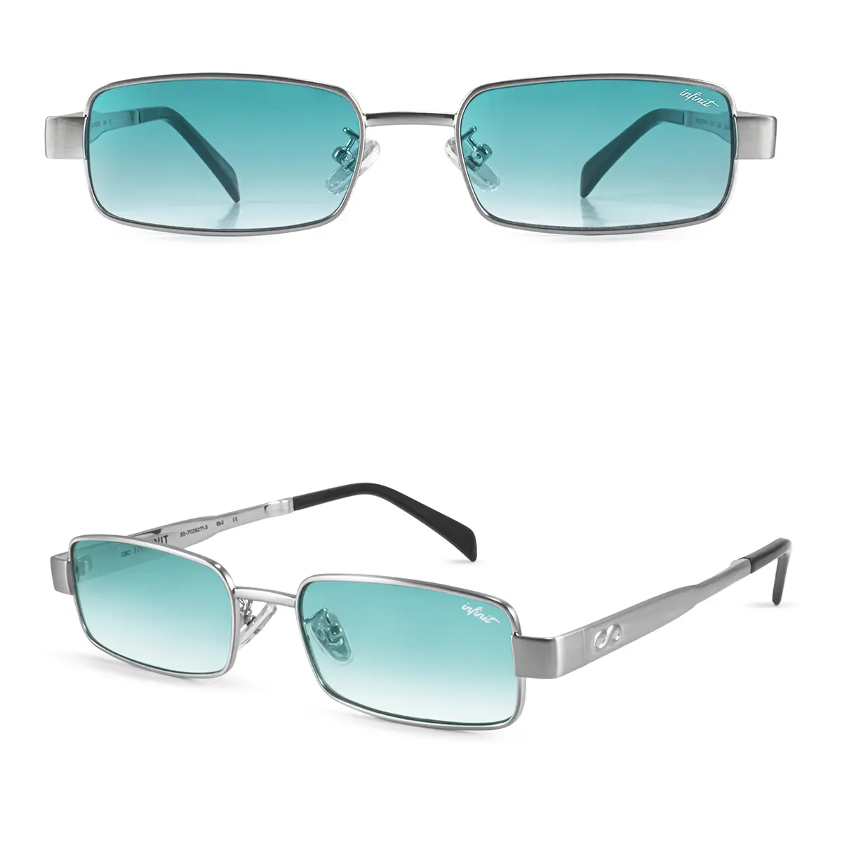 Infinit Honshu Rectangle Sunglasses, Silver + Teal