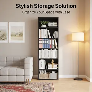 LH-Large Storage Cabinet with Multiple Layers Suitable for Any Home Style and Interior Decoration，6-Tier Tall Bookcase for Office, 71.4''H Industrial Bookshelf, Modern Open Storage Organizer, Slim Sturdy Design, Large capacity