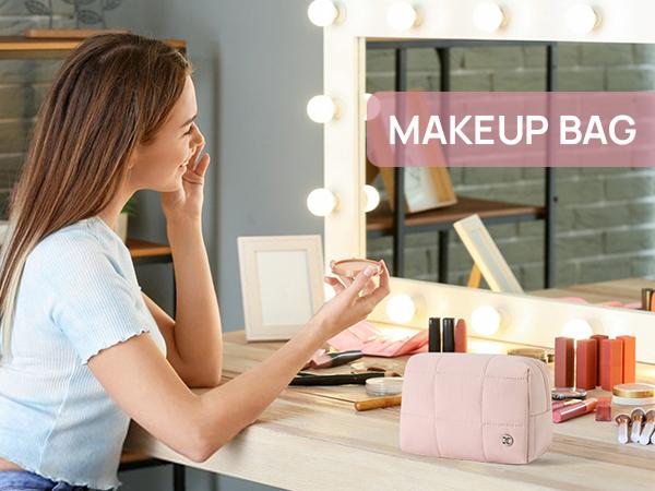Telena Puffer Makeup Bags for Women, Nylon Puffy Padded Make Up Bags for Women Makeup Case, Small Makeup Pouch for Travel Essentials Gift Compact Telena Puffer Makeup Bags for Women, Nylon Puffy Padded Make Up Bags for Women Makeup Case, Small Makeup Pouch for Travel Essentials Gift Compact