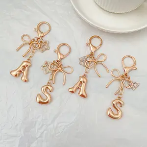 26 Letters Butterfly Keychain Pendant Simple Fashion English Letter Metal Bag Accessory Modern Minimalism Style 20g Daily Use