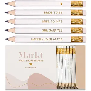 Mini Pencils for Bridal Shower Games, Bridal Shower Pens, Heart Pencils, Small Pencil Set For Prizes, Game Winner Gifts (White)