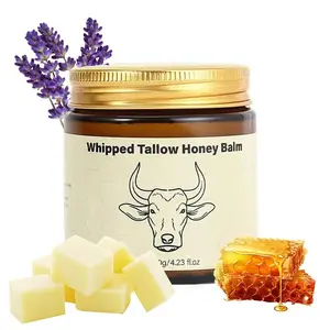 Whipped Grass-Fed Beef Tallow Honey Balm - 4 Oz,Long Lasting Deeply Moisturizing Hydrating Cream for Soft, Smooth Skin - Handmade All-Natural Body Care Moisturizer - Lavender