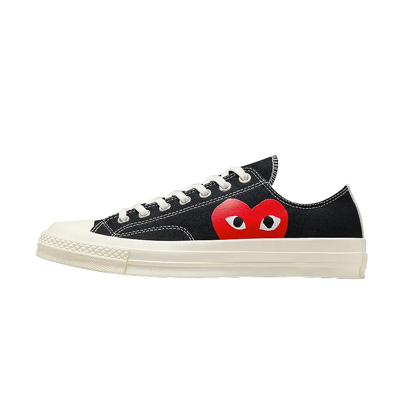 Comme des Garçons PLAY x Chuck 70 Low 'Black' 2023 Limited Edition PlayHeart Sneaker - Round Toe Laces, All Seasons, Classics, Casual Footwear, Sports Shoes, Shoe, Athletic