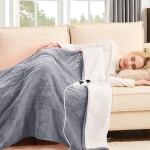 Greenoak Heated Blanket Electric Throw 50"X60", Heating Blanket with 10 Heat Levels 8 Hours Auto-Off,Fleece Soft Christmas Blanket,Gifts for Grandma Seniors Mom, Misty Grey