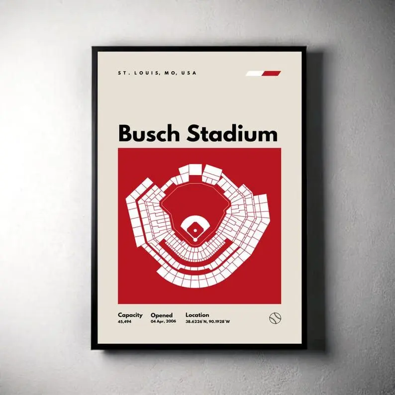 St. Louis Cardinals Poster, Busch Stadium Print, Mid Century Modern Baseball Poster, Sports Bedroom Posters, Minimalist Office Wall Artthanks you