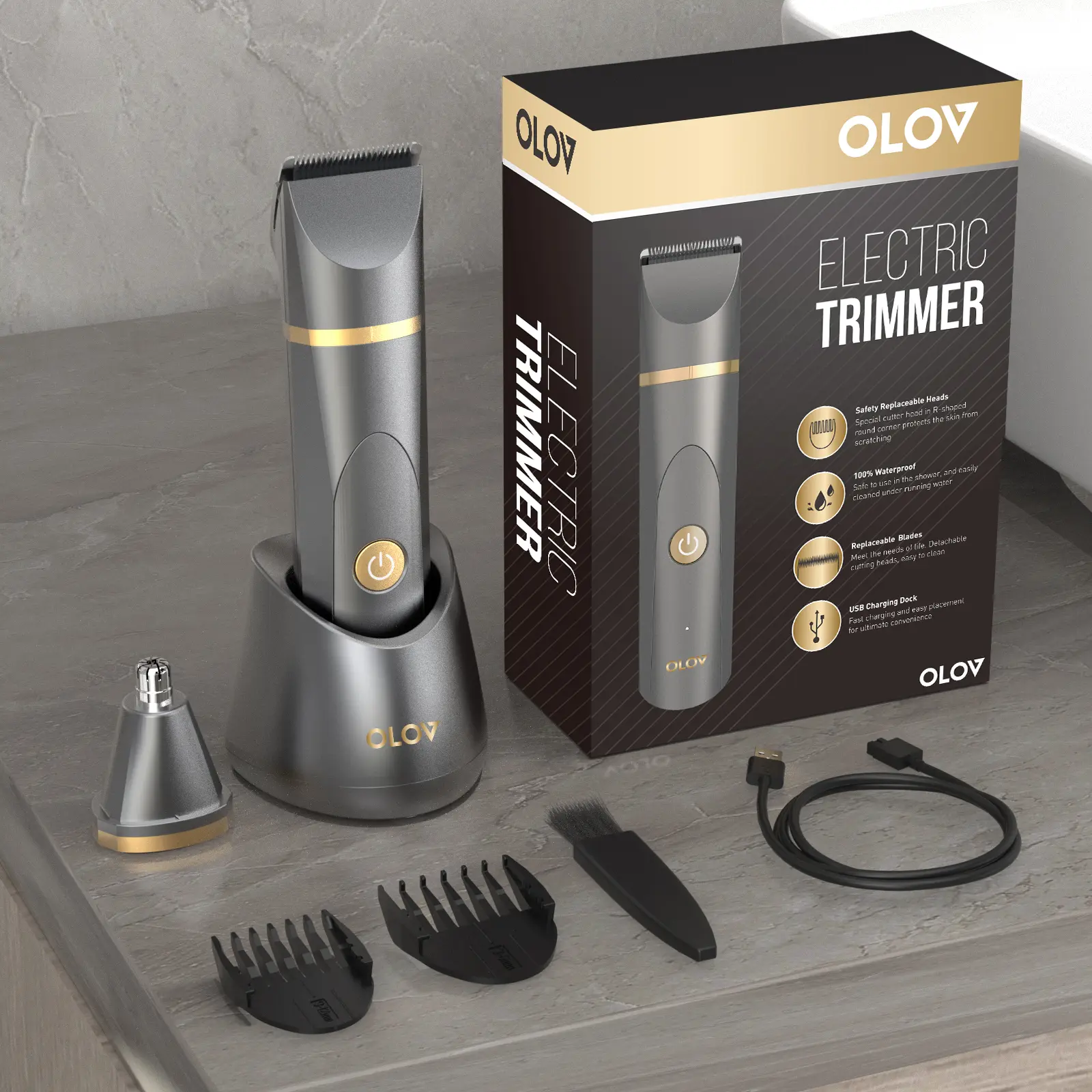 Elite Gray (With dock and nose hair trimmer)