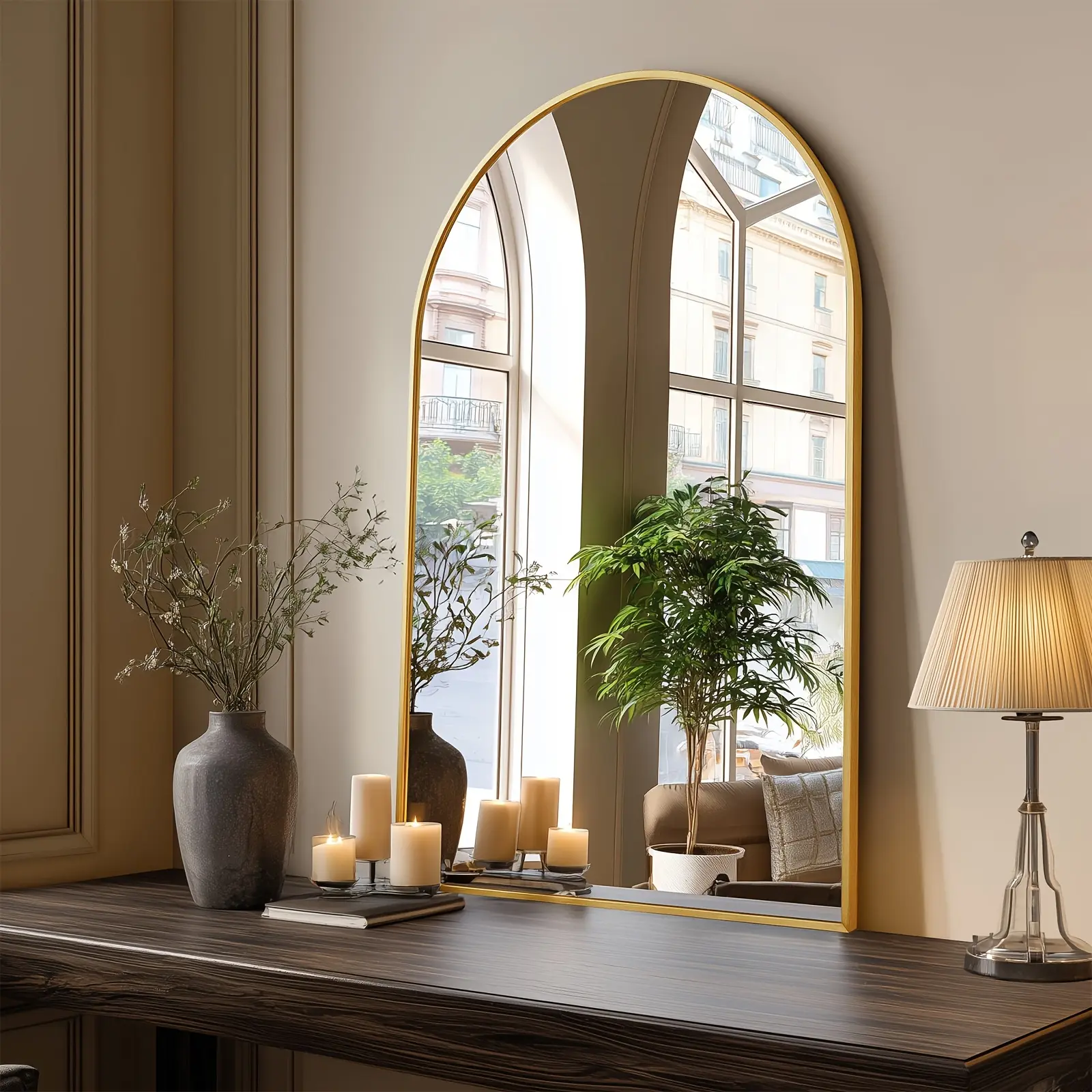 Arched Bathroom Mirror with Metal Frame - 22X30, 24X36, 26X38 Inch Wall Mounted Vanity Mirror for Bathroom, Bedroom, Entryway in Golden Or Black