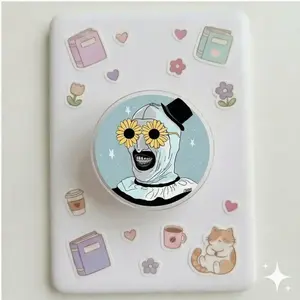 Magnetic Phone Grip Sunflower Clown Horror, Magsafe Compatible Kindle Holder. Aesthetic Quality Print. Perfect Gift for Readers, Strong Removable Magnet.
