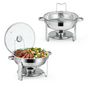 6 QT Chafing Dishes for Buffet, 2 Pack Chafing Dish Buffet Set, Round Chafer Food Pan with Lid, Food Warmer for Parties Events Dinners Catering