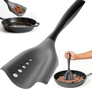 2 in1 Mincing Spatula Meat Chopperwith Grease Draining Slots,for FryingPan, Heat Resistant Ground BeefMasher & Hamburger Grinder, Non-Stick Potato Mixer and Meat & PoultryChopper Tool
