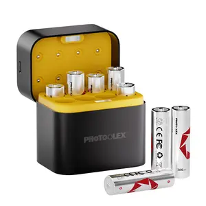 PHOTOOLEX 3600mWh AA Rechargeable Lithium Batteries, 8-Pack with Fast Charger & Smart 8-Slot Dock, 1.5V High-Capacity Long-Lasting Power, Quick 3H Charging & Reliable Performance, Ideal for Camera Flash, Toys, Electronics & Holiday Gifts
