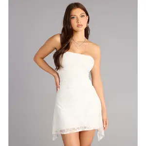 Pure Romance Lace Strapless Mini Dress