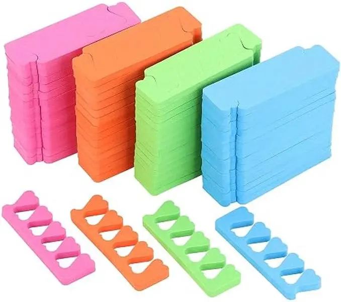120pcs Soft Foam Toe Separators Pedicure Tool Kit - Reusable Salon Nail Care Supplies, Toe Cushions, 4 Fun Colors for Polish & Art