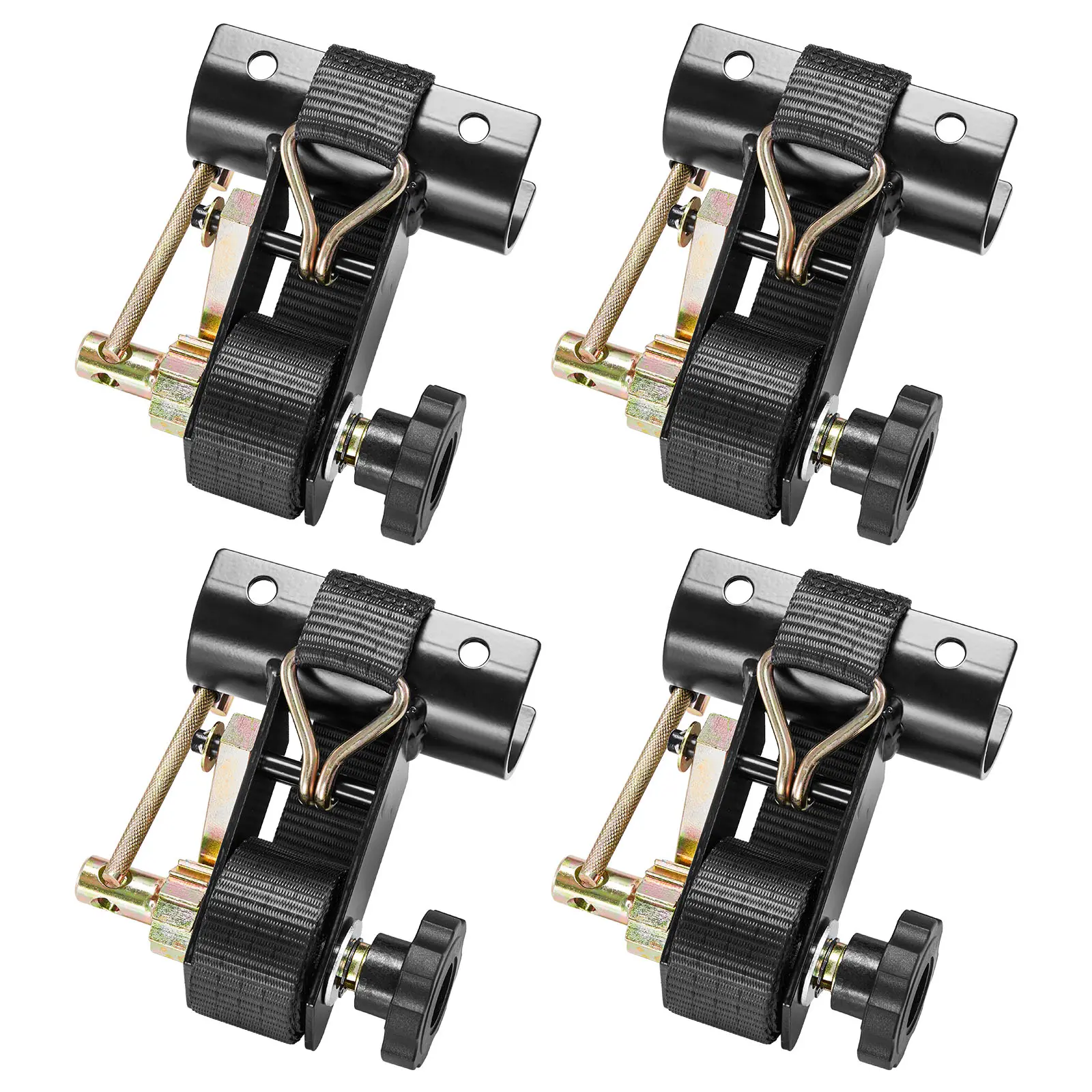 【Summerfinds】VEVOR Ladder Rack Ratchet Straps,1.87-2 in Black Round Tube Mount1.5 in Wide x 7.4 ft Long Black Ladder Rack Straps with Double J-Hooks500 lbs Load Heavy DutyCargo Buckle Lock Strap (4 Pack), Secure Fastening