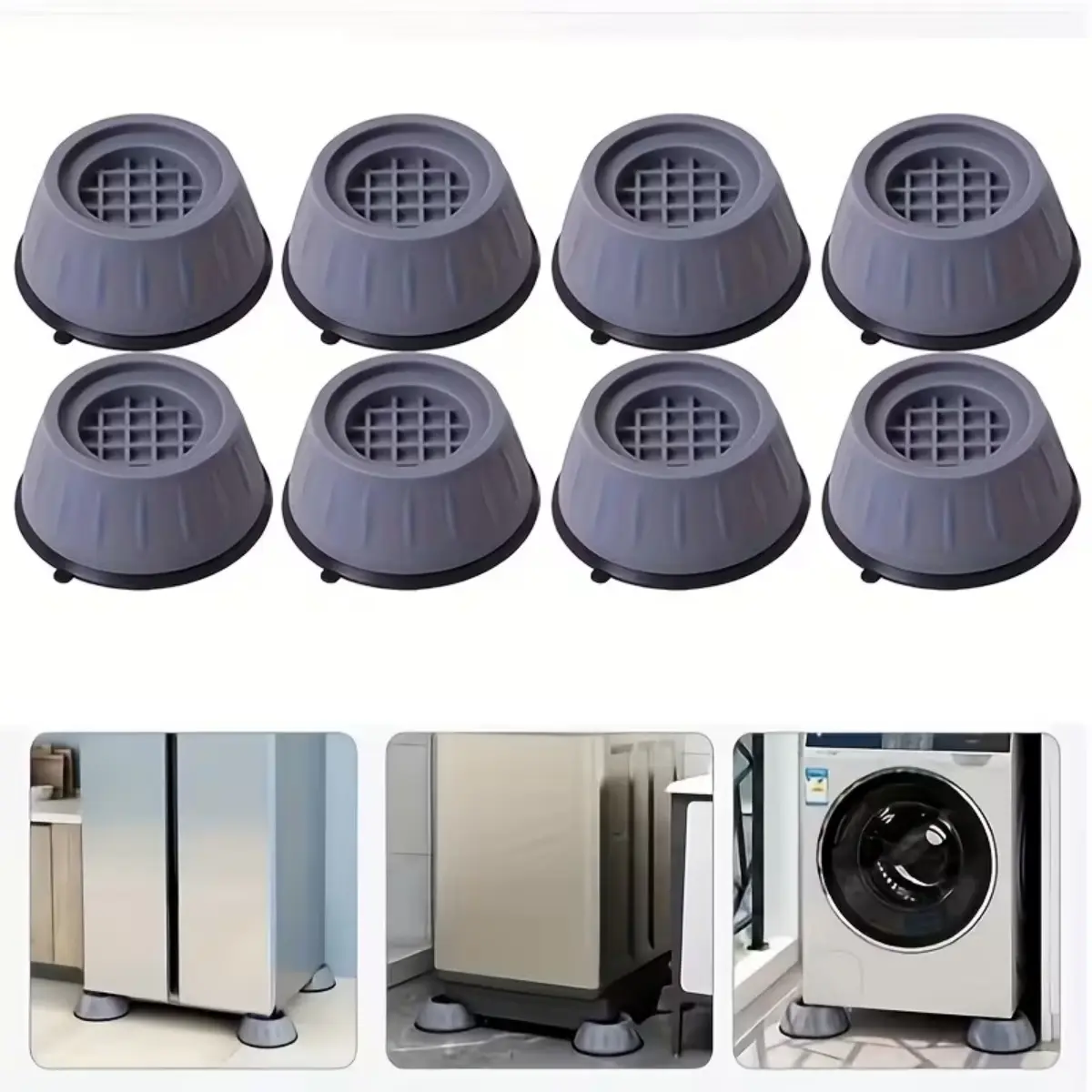 Anti Vibration Pads for Washing Machine - for Washer and Drye Feet Enhanced Stability and Reduced Noise Stops Moving, Prevents Noise, Vibration Transfer - 8 Pack