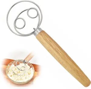 Stainless Steel Manual Dough & Egg Whisk, Multi-Functional Kitchen Tool for Mixing, Baking, and Mashing Potatoes, Durable Easy-Clean Ergonomic Handle