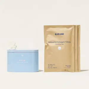 Blueland Dishwasher Tablets, 1 Year Supply, Plastic-Free Mineral & Plant-Based Eco-Friendly Dish Soap Tablets with Reusable Storage Tin