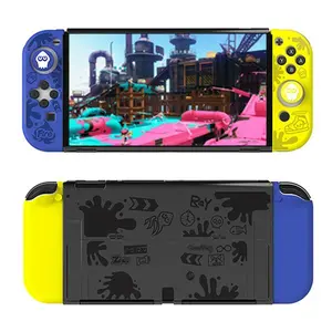 IINE Splatoon Exclusive Protective Case 12 Card Case Octopus Thumb grips Cover Joy Case Cover Purple-Yellow for Nintendo Switch
