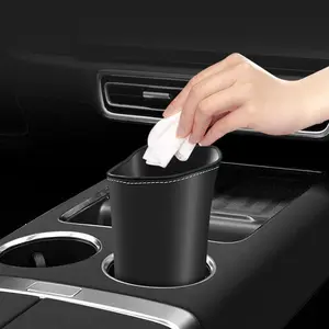 Car Trash Can Multifunctional Universal Car Center Console Cup Holder Storage Box, Front Seat Passenger Side Decorative Snack Organizer, Car Storage Organizers