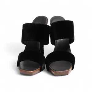 Pre-owned Chanel Vintage Velvet Platform Sandals, 7.5 B