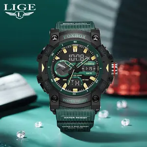 FOXBOX New Disc Dual Display Waterproof Multi-function Sports Electronic Watch glow fashion Light gift use Casual Trendy Wristwatch Digital Wristwatch