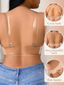 Women's Plus Size Seamless Push-Up Backless Bra,Strapless Underwire Lift Anti‑sagging comfort Bandeau,Non‑slip Multiway Side Support Breathable Daily Wear, Dates Night, One-Shoulder
