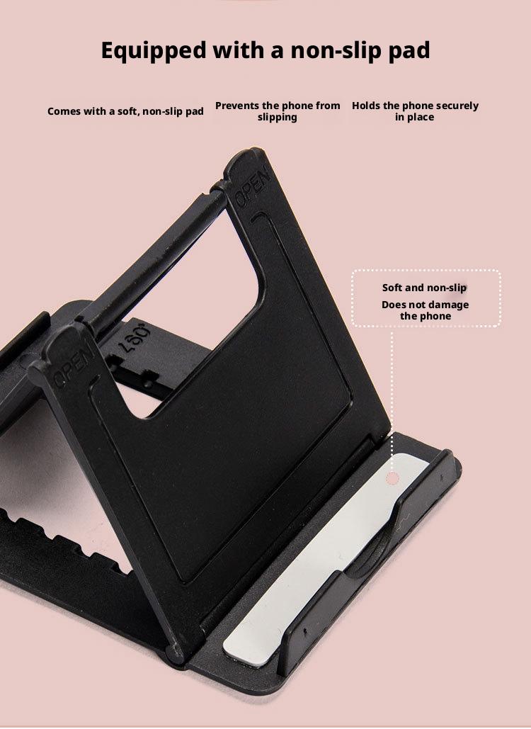 Foldable Desktop Phone Stand Adjustable Multi-Angle Holder Portable Lazy Bracket Compact Creative Support Dock for iPhone Android Smartphones Stable Anti-Slip Base Lightweight Travel Friendly Office Home Use