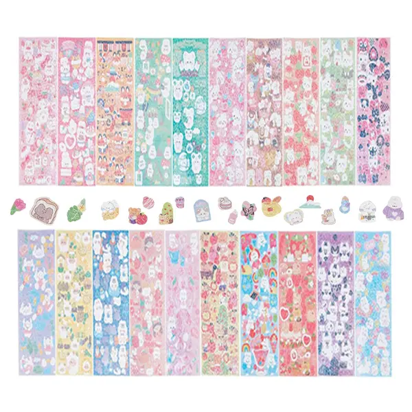 20 sheets of cute decorative stickers, non-duplicate photocard stickers, K-pop deco stickers, colorful DIY stickers for scrapbooking, photocards, binders, art, crafts