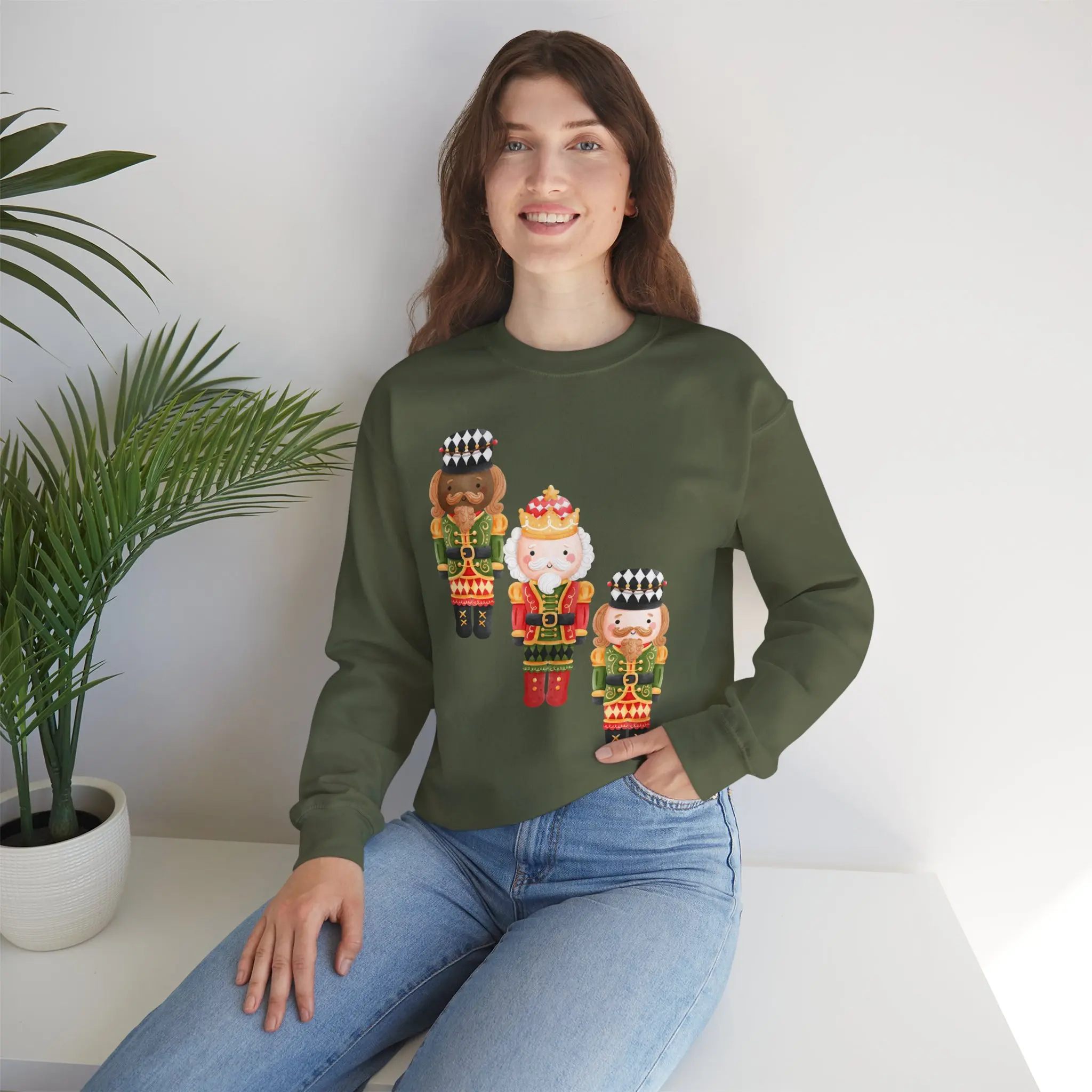 Nutcracker Christmas Sweatshirt Vintage Ballet Holiday Crewneck Unisex Fabric Fit Soft Fleece Graphic Print Comfy Knit Hoodie