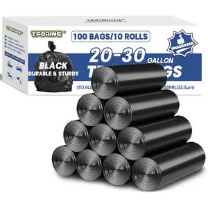 20-30 Gallon Trash Bags Black - 1.28 Mil Thick,30" x 35" Large Garbage Bags 100 Count,20+ Gallon Heavy Duty Trash Can Liners Unscented for Kitchen Home Office Commercial Outdoor