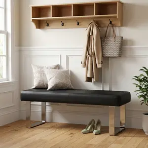 HIPIHOM Upholstered Bench, Silver Electroplated Legs, Modern Minimalist Design. Ideal for Entryway,  Bedroom Seating, Dining Area. Stylish Home Furniture with Durable Structure