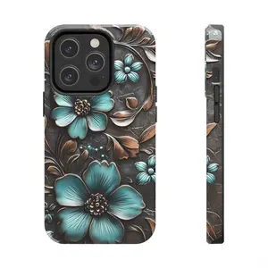 Phone Cases, Western Turquoise Floral for Samsung 22 23 24 25 iPhone 17 16 15 14 13 12 11 Plus Pro Max Case, Cowgirl Boho iPhone Cover, American West Art Lover Gift, Rugged Protective Cellphone Shell, Western