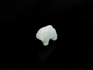 Icy White Lucky Elephant Blessing · Natural Burmese Loose Jadeite
