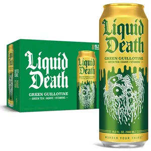 Natural Liquid Death Green Guillotine Iced Tea, 8-Pack, B12 & B6, Low-Cal, Low-Sugar Beverage Nata