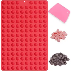 Mini Round  Molds, 148 Cavities Semi Sphere  Candy Mold for Baking and Freezing  Chip/Gumdrop/Cookie/ /Cake Decor/Fruit Snack (with a Scraper)