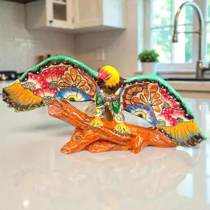 Majestic Talavera Eagle Figurine | Handmade Mexican Art