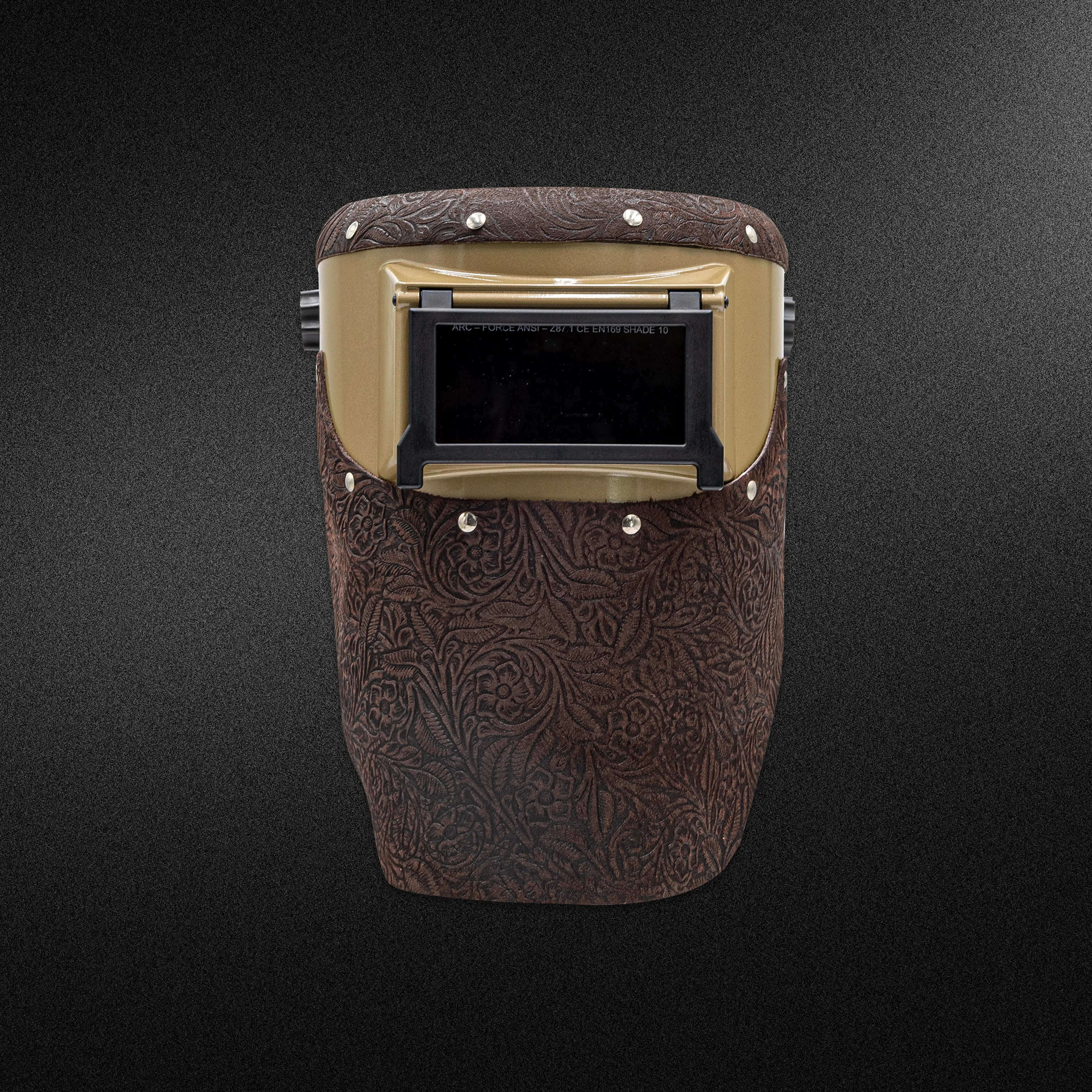 Gold Slimline - Brown Floral Welding Hood