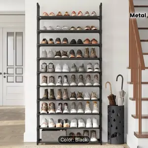 Shoe Rack, 10-Tier Shoe Shelf, Shoe Storage Organizer, Metal Frame, Non-Woven Fabric Shelves, for Entryway, Bedroom