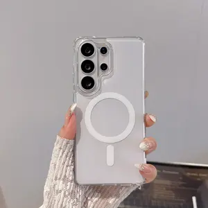 Transparent Magnetic Protective Wireless Smartphone Case for Samsung Galaxy S22 Ultra/s23/s23 Ultra/s24/s24 Ultra/s24 Plus/s25/s25 Plus/s25 Ultra/s26/s26 Ultra/s26 Edge