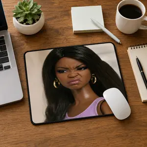 Sassy Doll Face Mouse Pad - Funny Glam Desk Mat for Office and Gaming Use