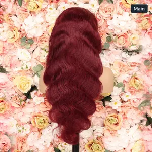 30” 99J Body Wave Human Hair Frontal Wig in Cherry Crush