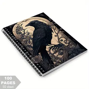 1pc Gothic Halloween Spiral Notebook, 50 pages, 5.5x8.3 inches, with a dark fantasy cover design, suitable for writing, journaling, Bible study, and a unique gift for birthdays, Christmas, Halloween, ideal for stationery lovers, Student Stationary