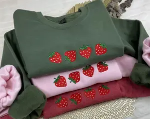 Strawberry Embroidered Sweatshirt, Gardener Gifts, Embroidery Fruit Hoodie, Strawberry Lover Gift, Strawberry Crewneck, Berry Embroidery