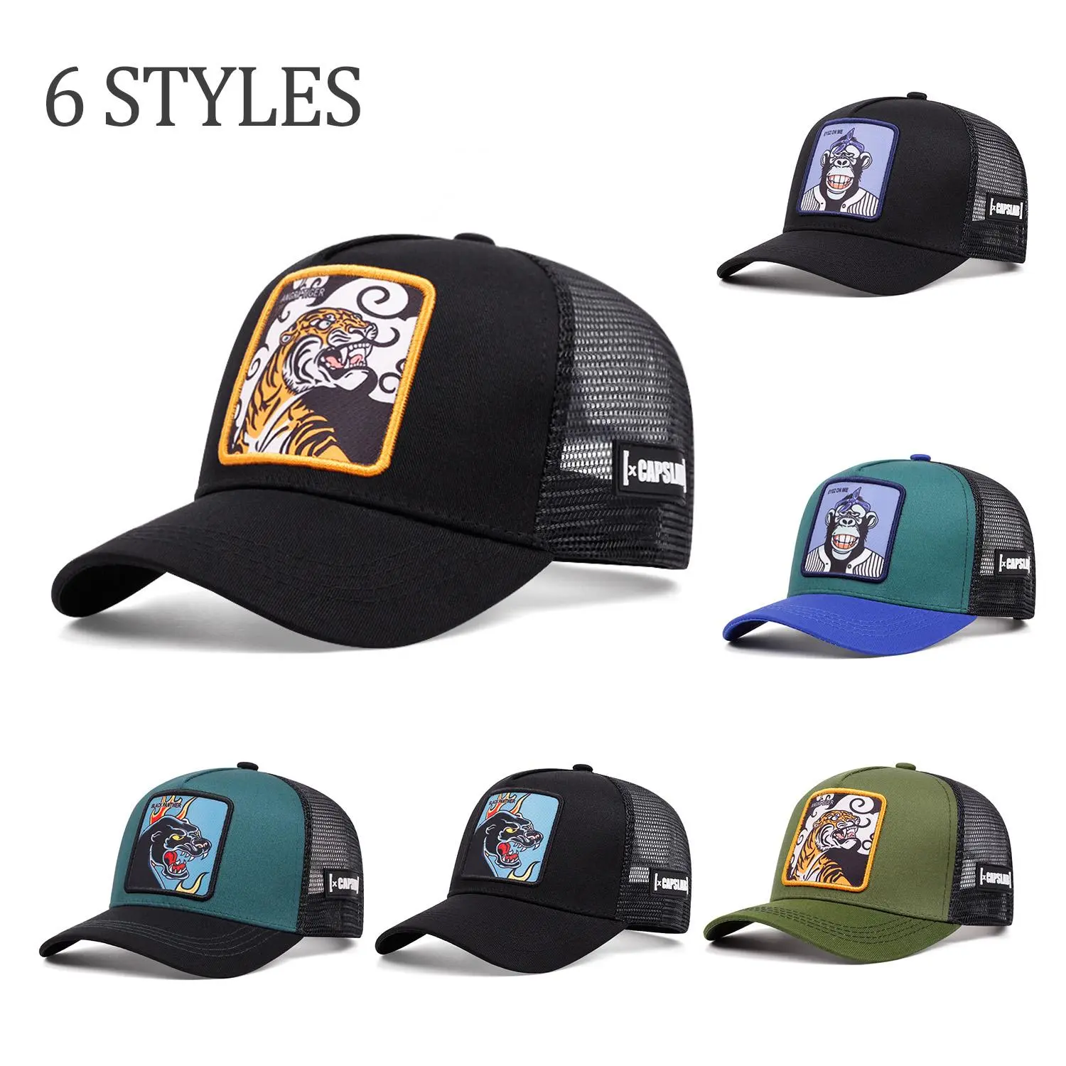 Snapback Trucker Baseball Hats – Animal Embroidery Design, Adjustable Fit, Lightweight & Breathable for Men & Women Premium Fabric Mesh Back Leopard Vintage Hat