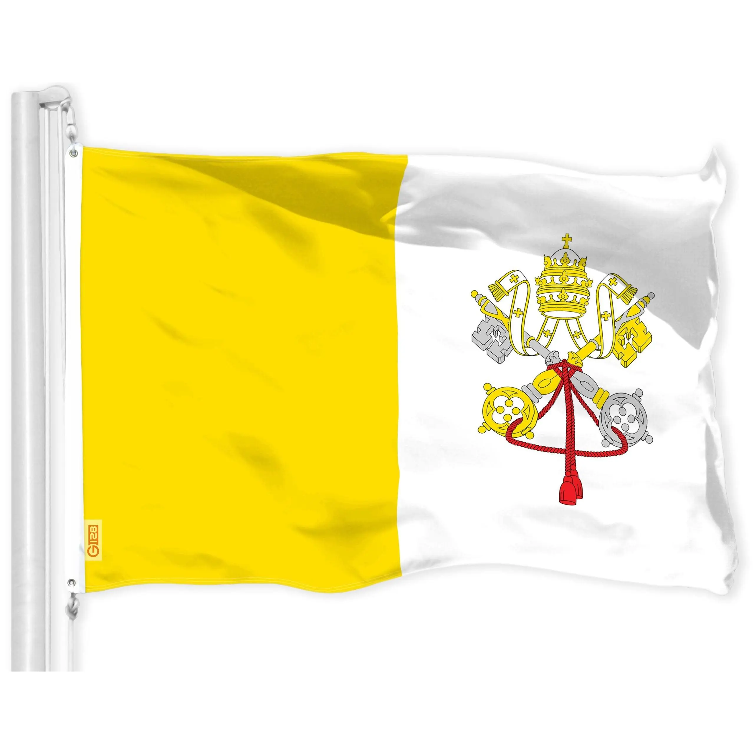 G128 Vatican City Flag | 4x6 Ft | LiteWeave Pro Series Printed 150D Polyester | Country Flag, Indoor/Outdoor, Vibrant Colors, Brass Grommets