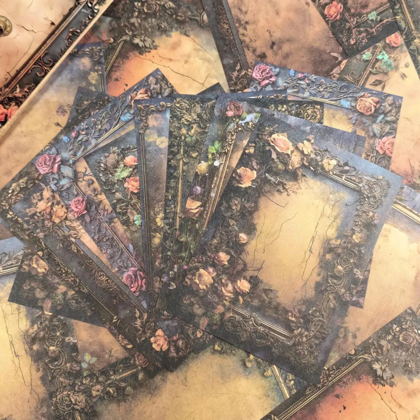 Vintage Flower Pattern Decorative Paper, 30pcs/pack Aesthetic Scrapbooking & Stamping Paper, DIY Decorative Paper