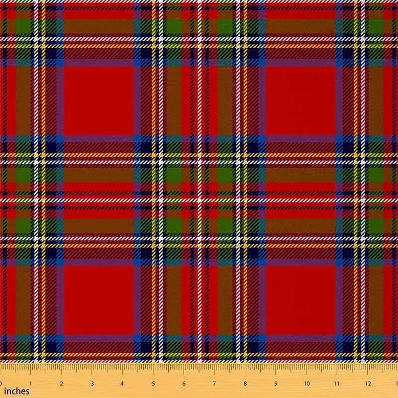 Tartan Plaid Upholstery Fabric,3 Yards,Vintage Buffalo Check Geometric Fabric by The Yard,New Year Christmas Fabric for DIY Projects, Colorful Geometric Pattern, Durable Performance Fabric