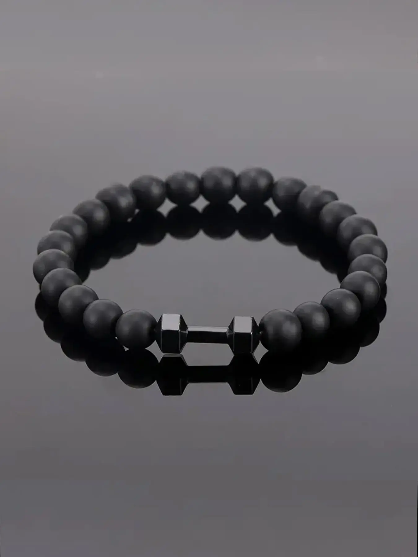 Frosted Bead Dumbbell Bracelet for Men, Beaded Bracelet, Fashionable Bracelet, Fashion Hand Jewelry for Party, Daily Clothing Decor, Trendy All-match & Exquisite Jewelry for Birthday Gift