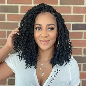 Elegant Boho Wig 14 Inch Crochet Braids Hair Wig with Curly Ends Full Lace Wigs for Stylish Looks Bohemian Goddess Box Braids Full Lace Wig 14 Inch Crochet Braids Hair Wig with Curly Ends Crochet Braids Full Lace Wigs