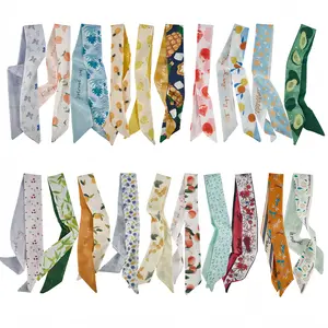 Women's 20-Count Polyester Fashion Scarf Set - Unisex Multifunctional Neck Scarves, Plant-Patterned Hair Headbands & Bag Accessories,summervibes